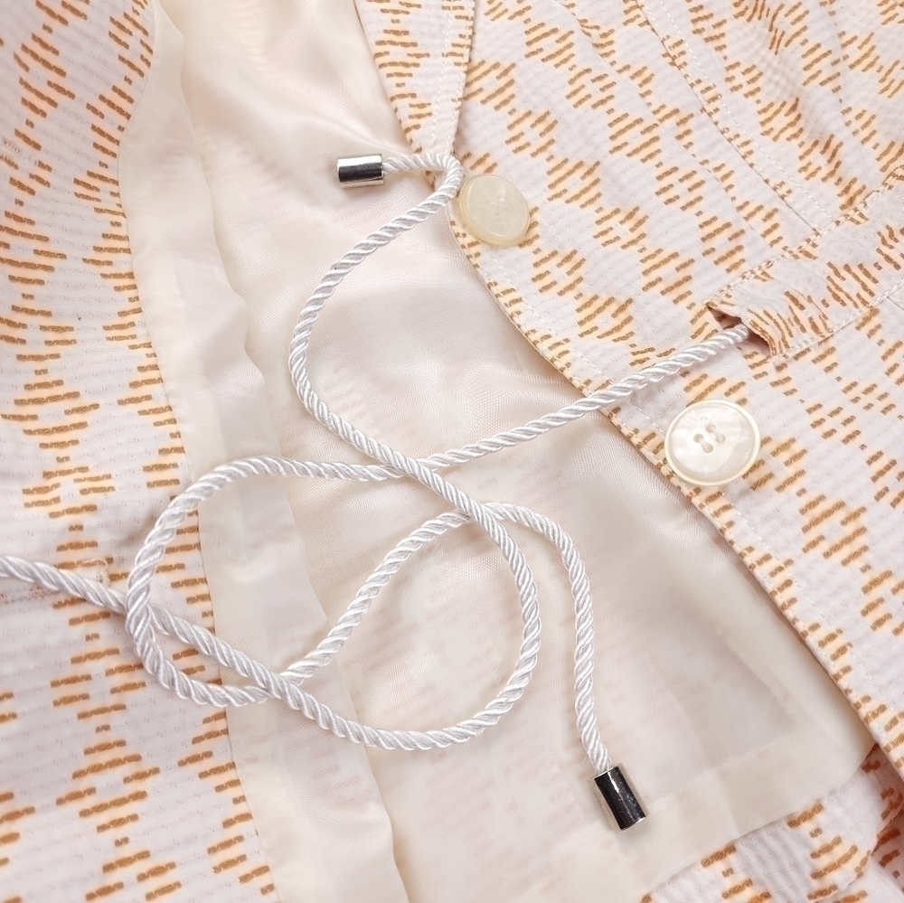 Sharagano Orange Cream Seersucker skirt Suit Size 8 - Picture 8 of 14